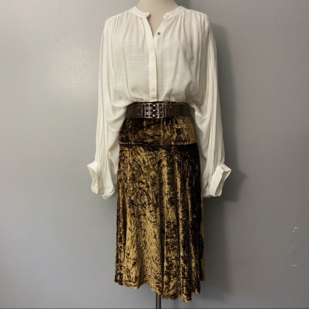 Ralph Lauren Black Label Gold Silk Velvet Skirt 10